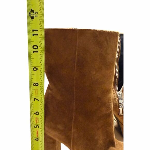 Gucci Claudie Suede Platform Ankle Boots Brown Zip Block Heel 35.5 - Picture 7 of 11